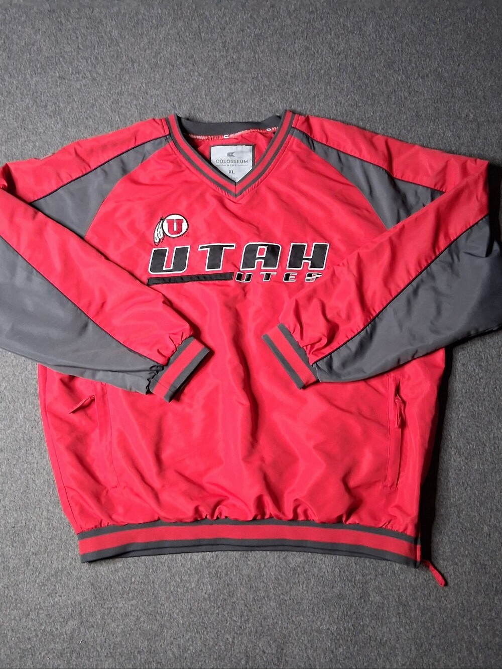 Colosseum Utah Utes Men’s XL Red V-Neck Windshirt Pullover Jacket